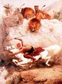 Arab Huntsman Chased by Lions - William Strutt