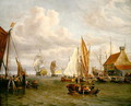 Dutch Men of War and Fishing Boats in a Port - Abraham Storck