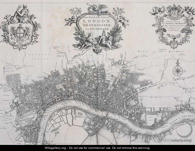 A New Plan of the City of London, Westminster and Southwark, in A Survey of the Cities of London and Westminster, printed by A. Churchill, J. Knapton, R. Knaplock, et al, 1720 - John Stow