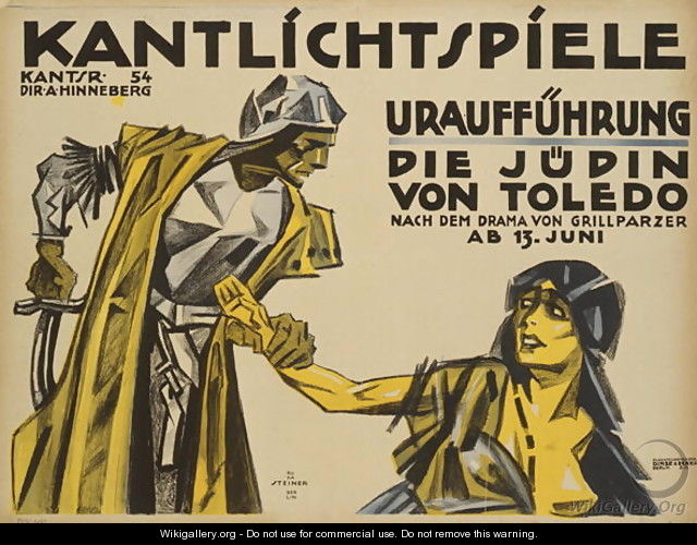 German cinema poster advertising the release of the film "The Jewess of Toledo" in Berlin, printed by Dinse & Eckert, Berlin, 1920-21 - Josef Steiner
