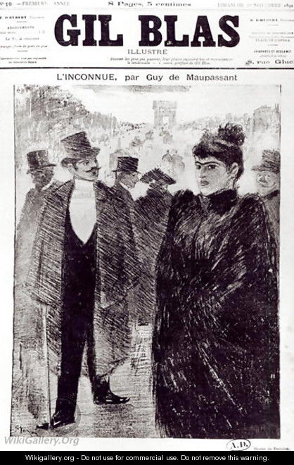 Illustration for LInconnue by Guy de Maupassant 1850-94, front cover of Gil Blas, 1st November 1891 - Theophile Alexandre Steinlen