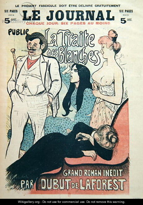 La Traite des Blanches, by Jean-Louis Dubut de Laforest 1853-1902, cover of Le Journal, end 19th century - Theophile Alexandre Steinlen