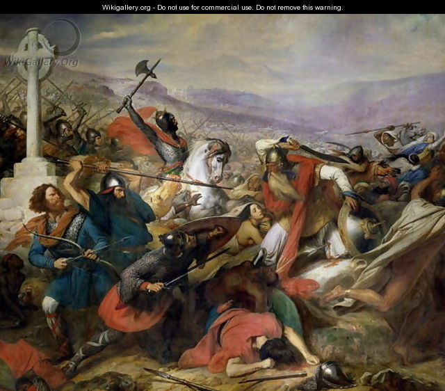 The Battle of Poitiers, 25th October 732, won by Charles Martel 688-741 1837 - Charles Auguste Steuben