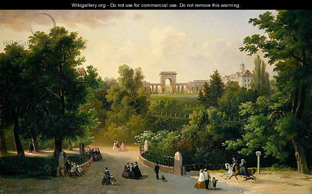 View from the Karlsaue Gardens to the Friedrichsplatz, 1865 - Eduard Stiegel