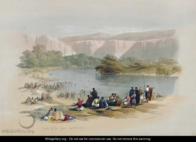 Banks of the Jordan, April 2nd 1839, plate 48 from Volume II of The Holy Land, engraved by Louis Haghe 1806-85 pub. 1843 - David Roberts