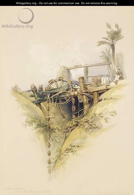 A Persian Water Wheel, used in raising water from the Nile, from Egypt and Nubia, Vol.1 - David Roberts