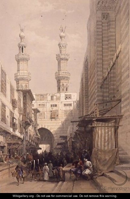 Minarets and Grand Entrance to the Mosque of the Metwalys, Cairo, from Egypt and Nubia, Vol.3 - David Roberts