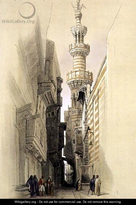 The Minaret of the Mosque of El Rhamree, Cairo, from Egypt and Nubia, Vol.3 - David Roberts