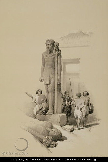 Colossus in front of the Temple of Wady Sabona - David Roberts