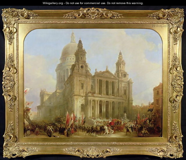 St. Pauls Cathedral with the Lord Mayors Procession, 1836 - David Roberts