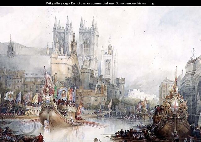 Lord Mayors Barge at Westminster, 1830 - David Roberts