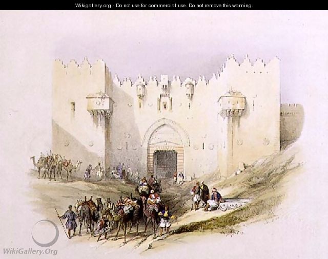 Gate of Damascus, Jerusalem, April 14th 1839, plate 3 from Volume I of The Holy Land, engraved by Louis Haghe 1806-85 pub. 1842 - David Roberts