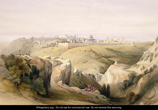 Jerusalem from the Mount of Olives, April 8th 1839, plate 6 from Volume I of The Holy Land engraved by Louis Haghe 1806-85 pub. 1842 - David Roberts