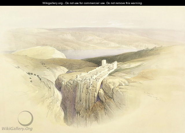 The Dead Sea looking towards Moab, April 4th 1839, plate 50 from Volume II of The Holy Land, engraved by Louis Haghe 1806-85 pub. 1843 - David Roberts