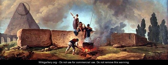 Gypsies Boiling a Cauldron among Egyptian Ruins - Hubert Robert