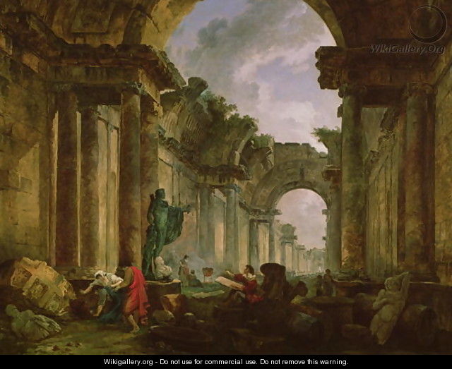 Imaginary View of the Grand Gallery of the Louvre in Ruins, 1796 - Hubert Robert