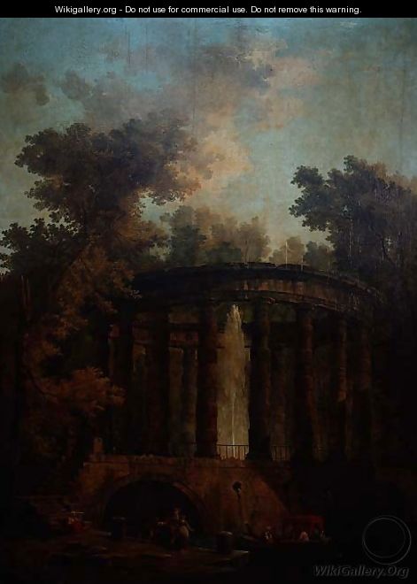 Capriccio of a Fountain in a Circular Colonnade - Hubert Robert