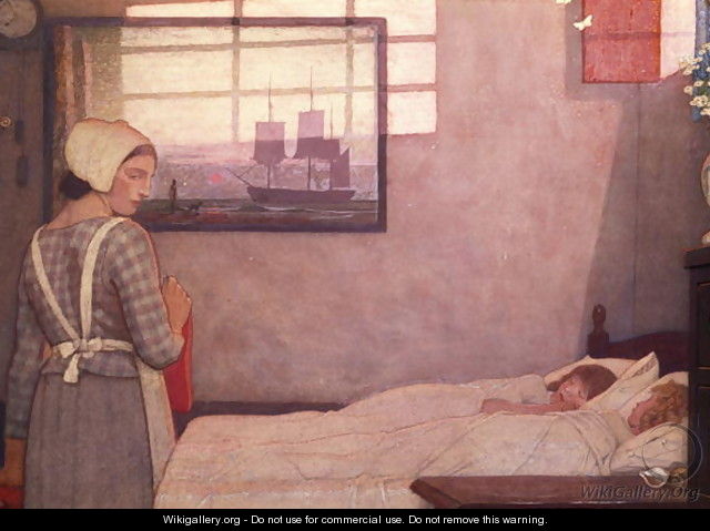 Sleeping Children with their Nurse - Frederick Cayley Robinson