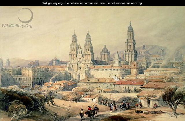 Santiago- the Cathedral from the south-west, 1837 - David Roberts