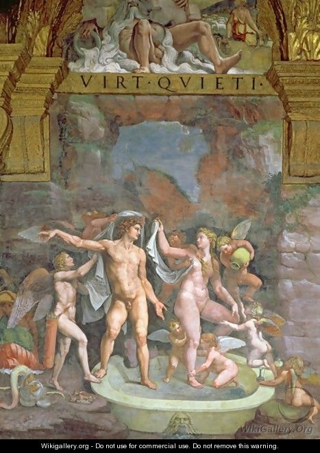 Mars and Venus bathing, aided by Cupid and putti from the Sala di Amore e Psiche, 1528 - Giulio Romano (Orbetto)