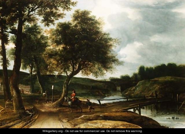 A Wooded River Landscape - Roelandt Roghman
