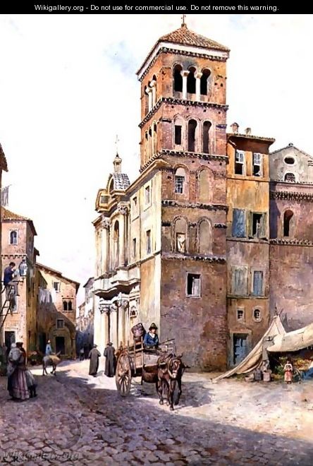 View of Santa Maria in Monticelli, Rome - Ettore Roesler Franz