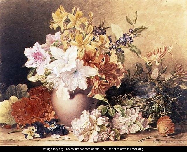 Flowers and a Birds Nest - Frances Elizabeth Rosenberg