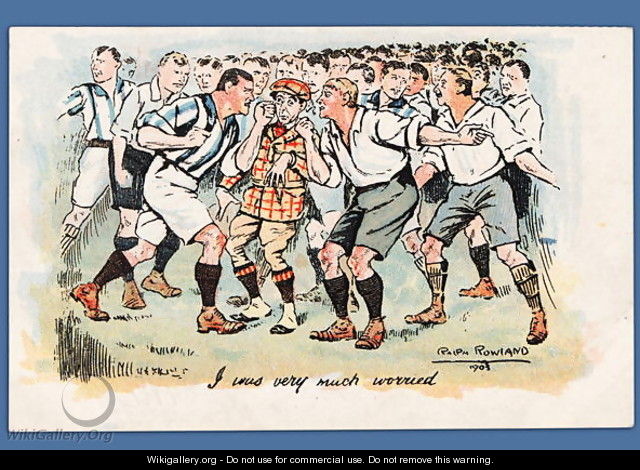 I Was Very Much Worried, football postcard, 1903 - Ralph Rowland