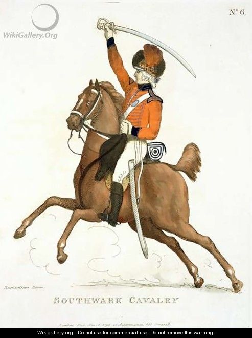 Southwark Cavalry Volunteer, plate 6 from Loyal Volunteers of London and Environs, published 1798 - Thomas Rowlandson