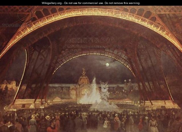 Celebration on the night of the Exposition Universelle in 1889 on the esplanade of the Champs de Mars - Francois Geoffroy Roux