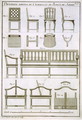 Designs for wooden chairs and for benches for the garden, from LArt du Menuisier, pub. 1769-74 - Andre Jacob Roubo