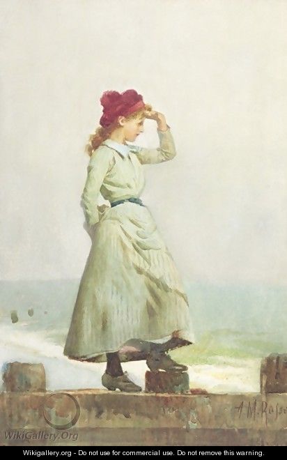 Young Girl on Seawall - Alexander M. Rossi