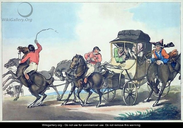 English Travelling, or The First Stage from Dover, aquatinted by Francis Jukes 1747-1812, pub. by T. Smith, 1785 - Thomas Rowlandson