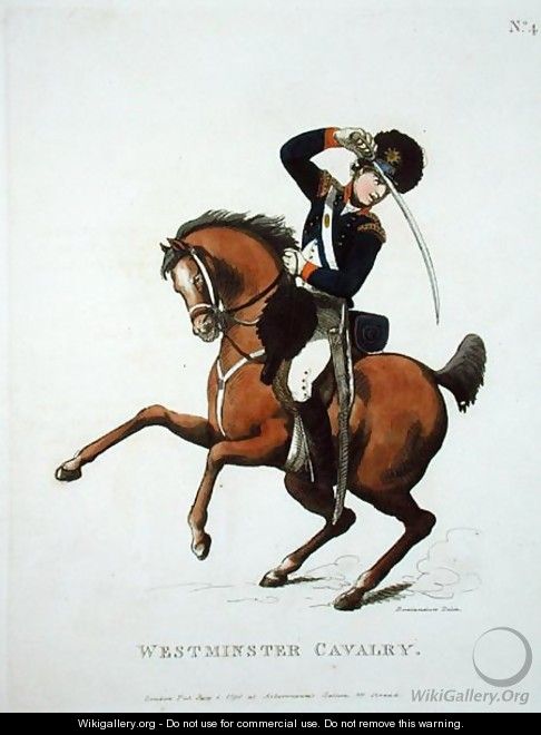 Westminster Cavalry Volunteer, plate 4 from Loyal Volunteers of London and Environs, published 1798 - Thomas Rowlandson