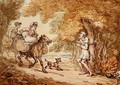 Dr Syntax bound to a tree by Highwaymen - Thomas Rowlandson