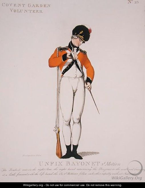 Covent Garden Volunteer, plate 23 from Loyal Volunteers of London and Environs, published 1798 - Thomas Rowlandson