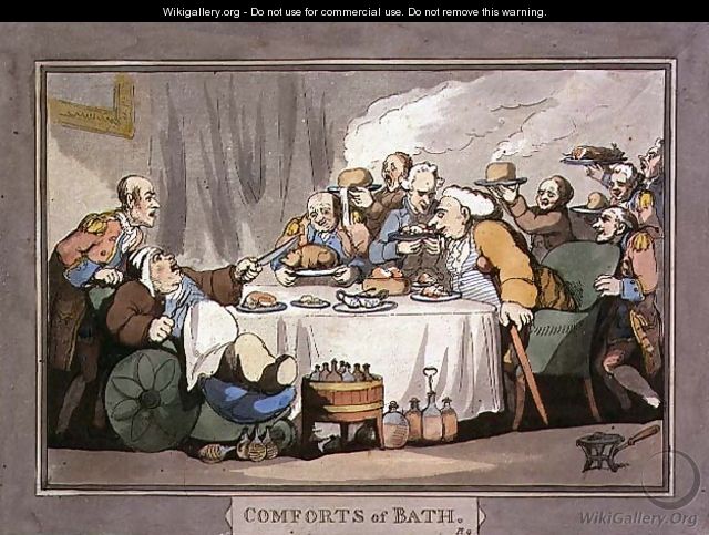 The Gourmets, plate 9 from Comforts of Bath, 1798 - Thomas Rowlandson