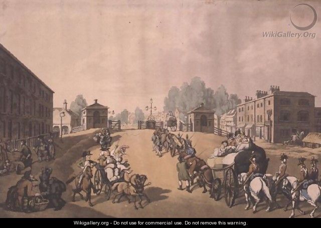Entrance from Mile End or Whitechapel Turnpike - Thomas Rowlandson
