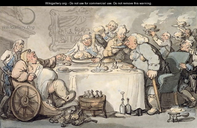 The Comforts of Bath Gouty Gourmand at Dinner - Thomas Rowlandson