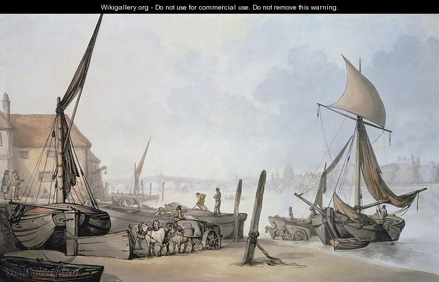 Low Tide on the Thames - Thomas Rowlandson