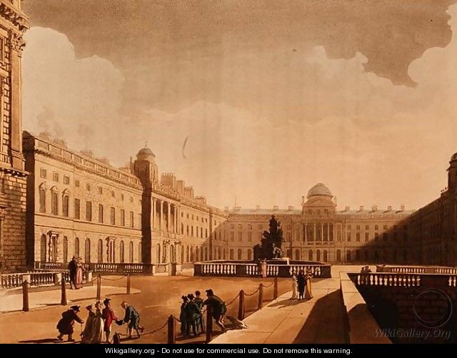 Somerset House, the Strand from Ackermanns Microcosm of London Vol III, Published in 1809 - Thomas Rowlandson