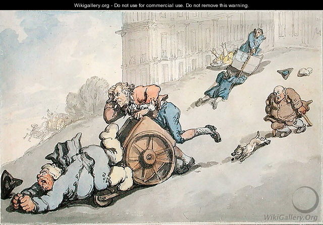 The Circus Hill, Matthew Brambles Overturn, from Scenes at Bath - Thomas Rowlandson