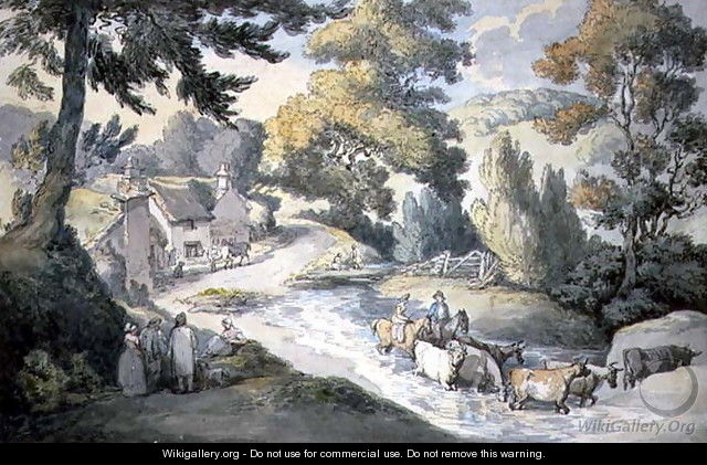 Landscape with Cattle Fording a Stream - Thomas Rowlandson
