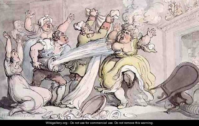 Lady with her Wig on Fire - Thomas Rowlandson