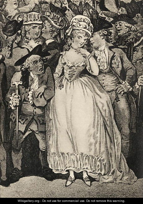 Mrs Mary Robinson accompanied by the Prince of Wales and her husband Thomas Robinson - Thomas Rowlandson