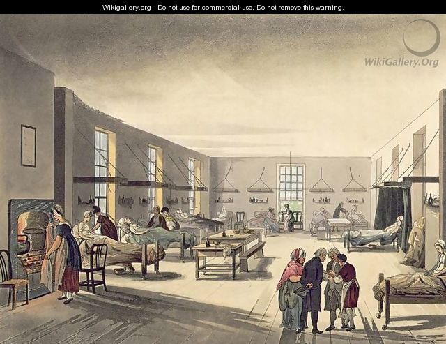 Middlesex Hospital from Ackermanns Microcosm of London - & Pugin, A.C. Rowlandson, T.