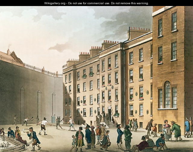 The Fleet Prison from Ackermanns Microcosm of London, Volume II, 1809 - & Pugin, A.C. Rowlandson, T.