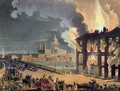 Fire at Albion Mill, Blackfriars Bridge, from Ackermanns Microcosm of London c.1808-11 - & Pugin, A.C. Rowlandson, T.