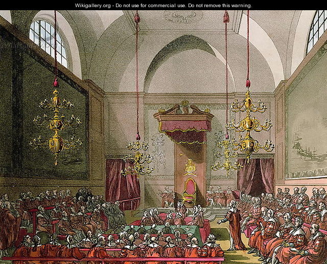 House of Lords from Ackermanns Microcosm of London - & Pugin, A.C. Rowlandson, T.