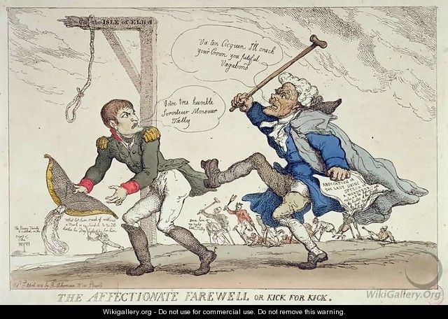The Affectionate Farewell or, Kick for Kick, published by R. Ackermann, 17th April 1814 - Thomas Rowlandson